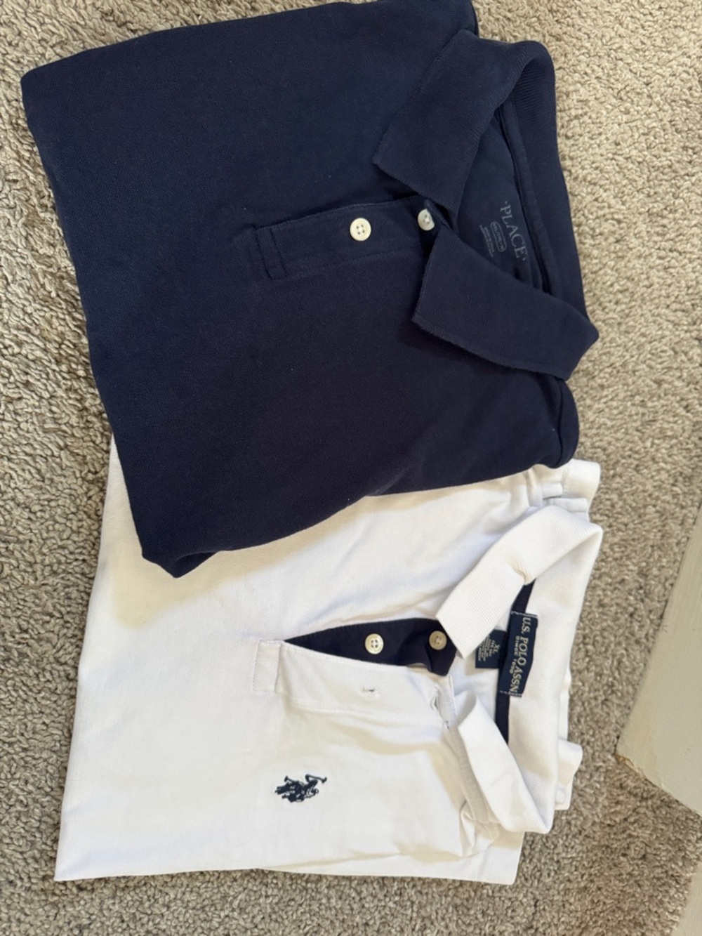 U.S. Polo Assn. Boys Navy and White Polo Shirts